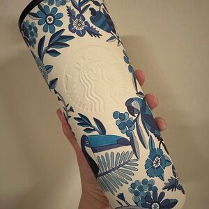 Starbucks Blue Floral Tumbler stainless 2025 summer